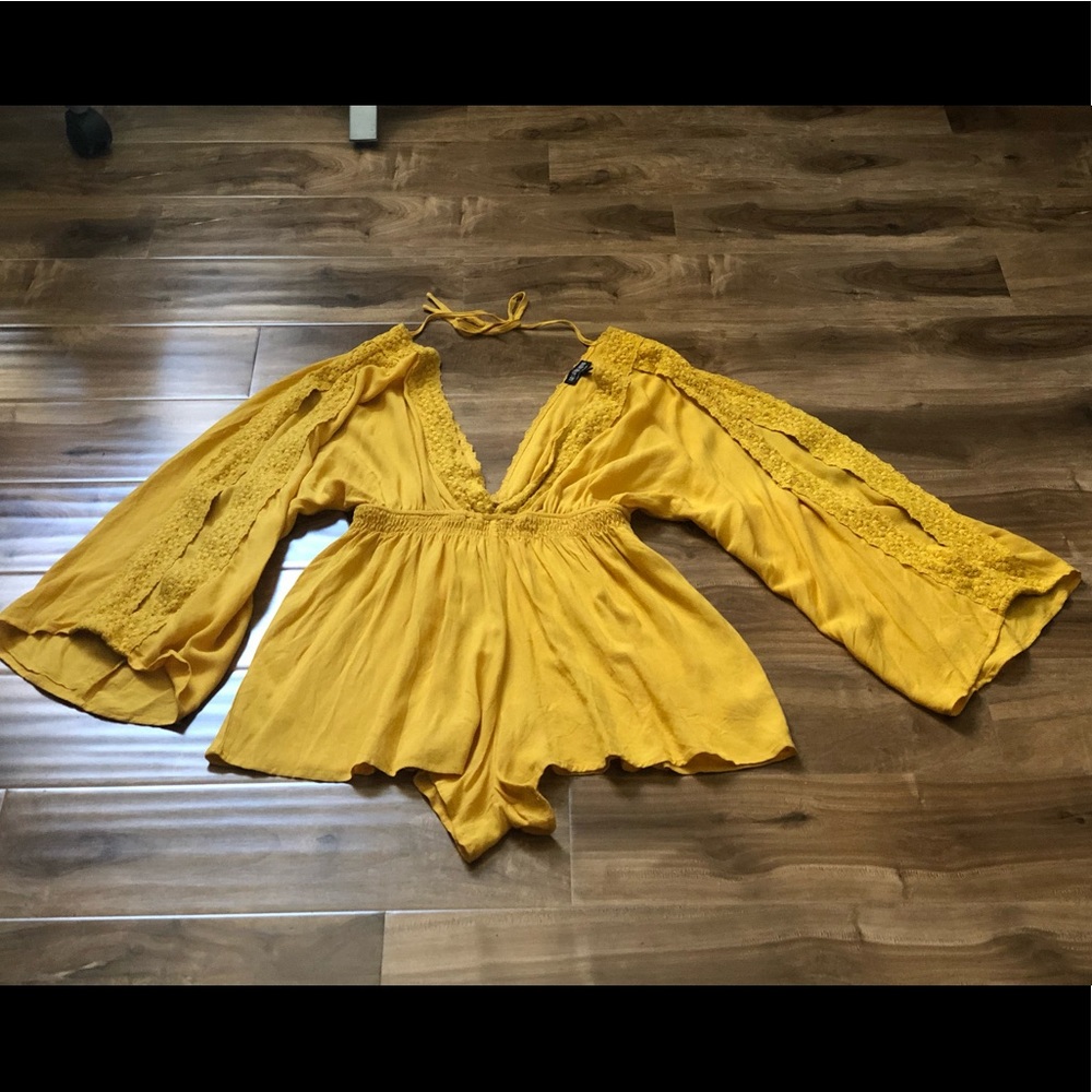 Fashion Nova Mustard Romper - Picture 3 of 3